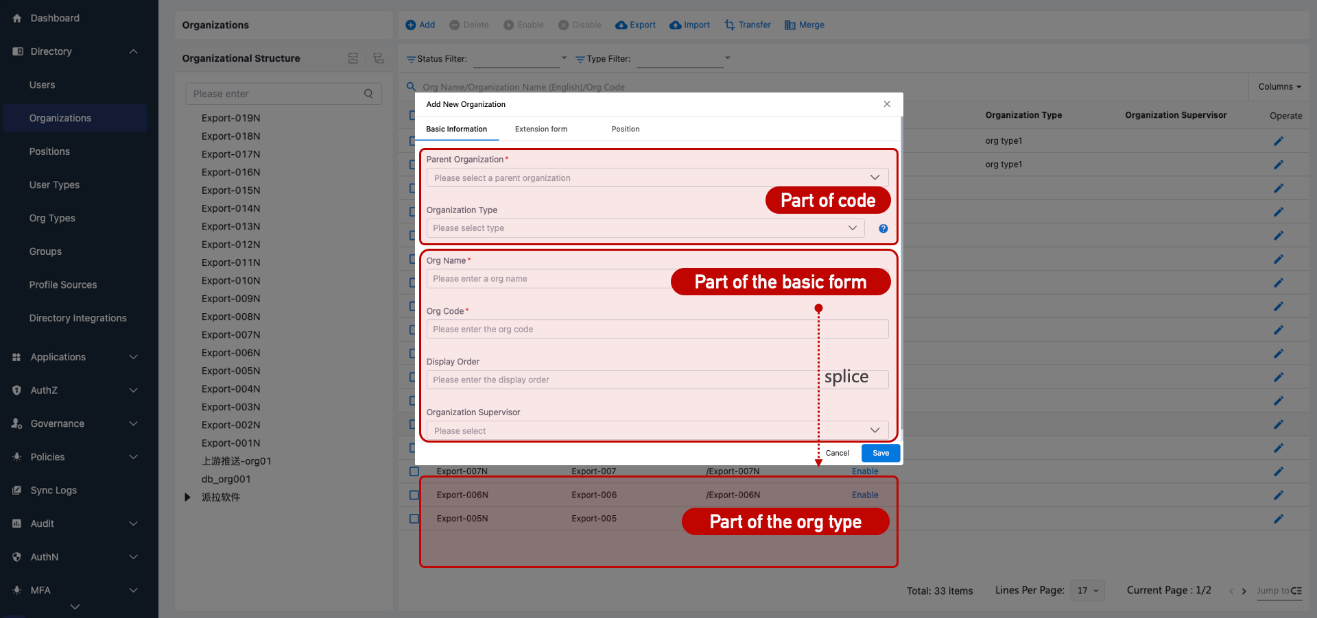 Organization Form Design